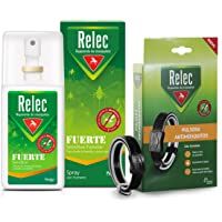Los mejores  - Pack Ahorro antimosquitos Relec Fuerte + Pulsera adulto-negra- Repelente de mosquitos- Eficaz contra el mosquito tigre…